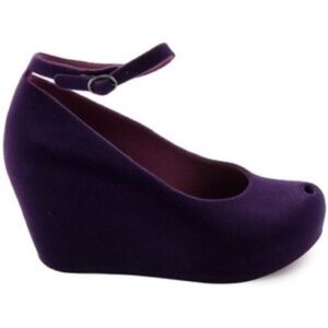 Melissa Flocked Ultra Wedge Shoe size 7.5 purple